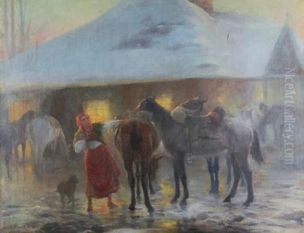 O Brzasku Oil Painting by Jozef Ryszkiewicz