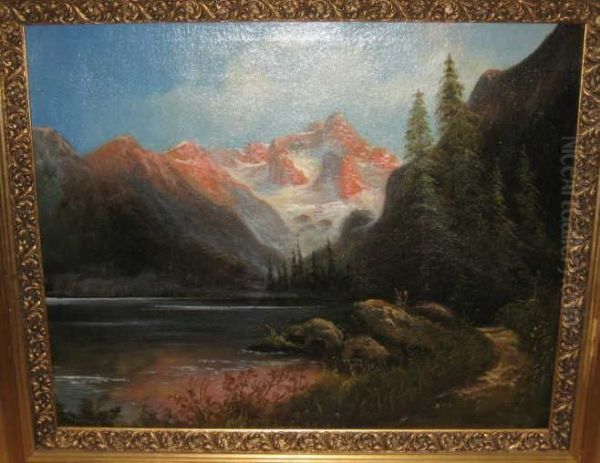 Mountain Landscape Oil Painting by Carl Anton Saabye