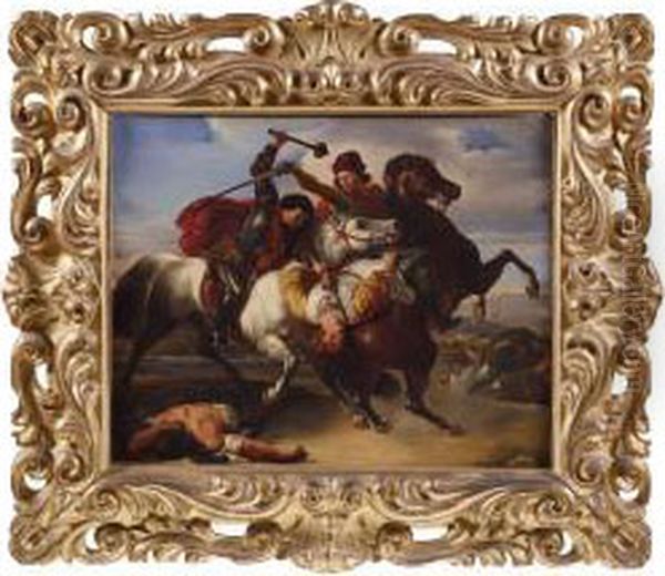 Farinata Degli Uberti Tenta Di Salvarecece De' Buondelmonti Oil Painting by Giuseppe Sabatelli