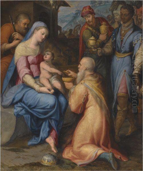 The Adoration Of The Magi Oil Painting by Lorenzo Sabatini