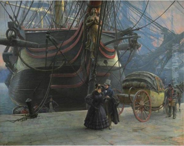 The Departure Oil Painting by Louis Remy Sabattier