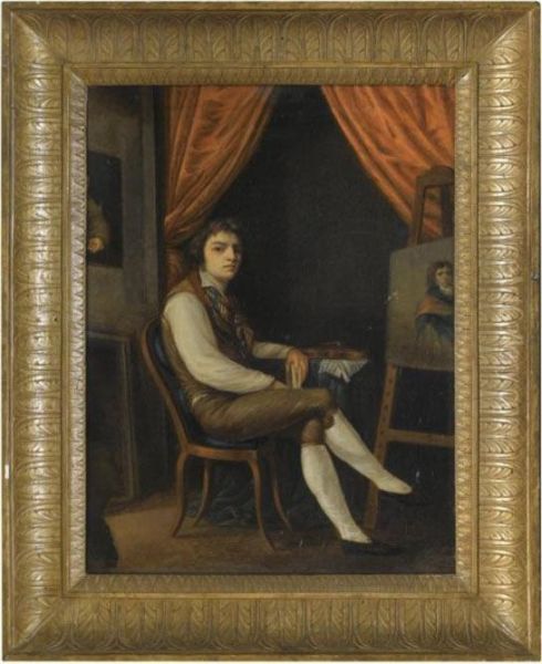 Self-portait Of An Artist In His Studio Oil Painting by Jacques-Henri Sablet