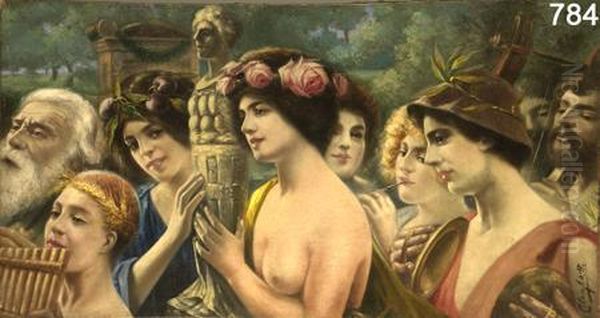 Allegoria Dellaprimavera Oil Painting by Cesare Saccaggi