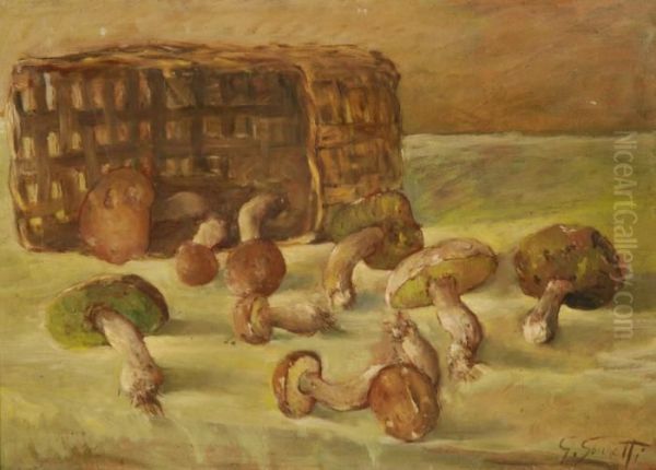 Cesto Di Funghi Oil Painting by Giotto Sacchetti