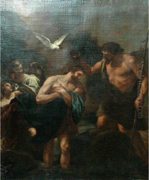 The Baptism Of Christ Oil Painting by Andrea Sacchi