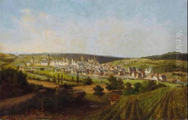 Blick Auf Wiesbaden. Oil Painting by Michael Sachs