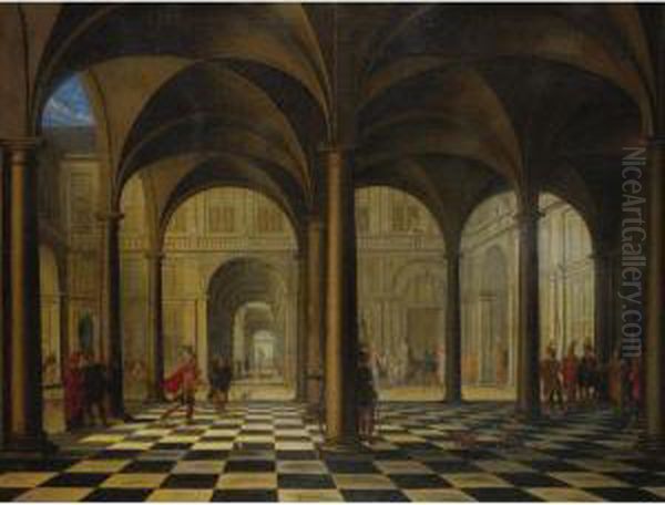 Interior Of A Cathedral Oil Painting by Jacobus Saeys