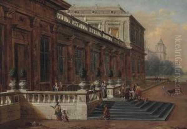 A Capriccio Of A Palace Terrace, With The Return Of The Prodigal
Son Oil Painting by Jacobus Saeys