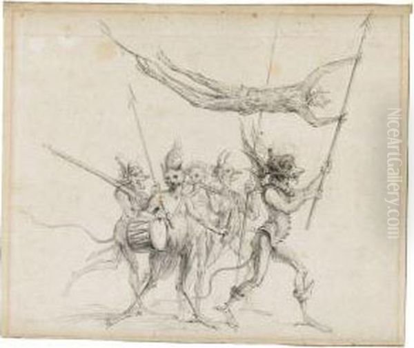 A Procession Of Diabolical Creatures Oil Painting by Cornelis Saftleven