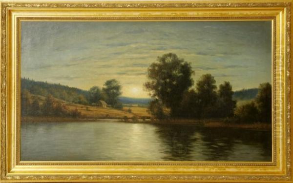 Norrlandskt Sjolandskap Oil Painting by Adolf Safve