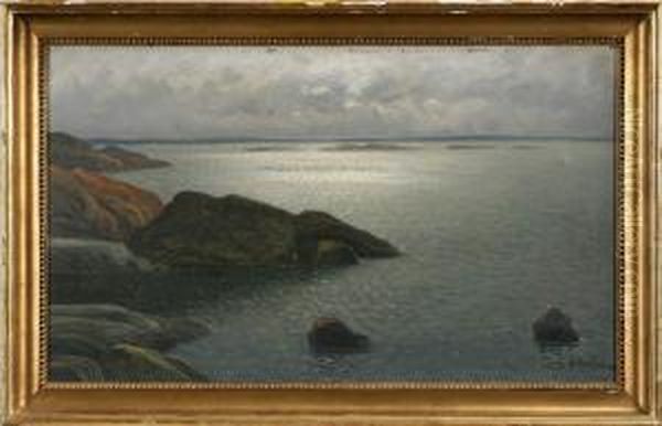 Kustmotiv, Signerad Oil Painting by Adolf Safve