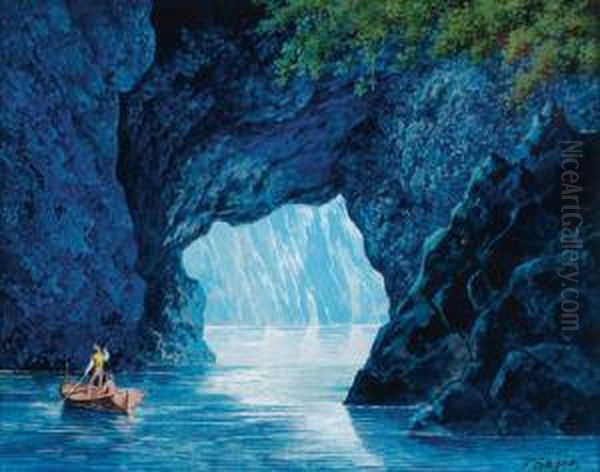 Nella Grotta Azzurra Oil Painting by Franz Sager