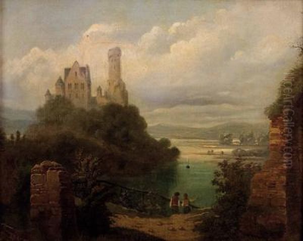 Schloss Am See Oil Painting by Franz Sager