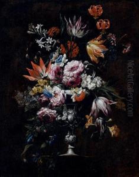 Vaso Di Fiori Oil Painting by Giovanni Saglier