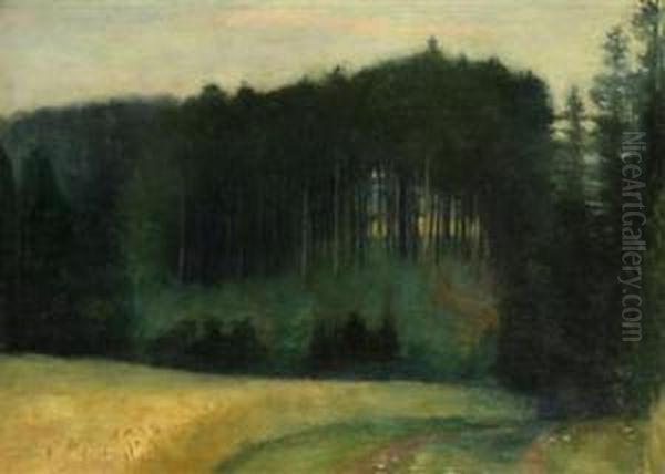 A Forest Oil Painting by Augustin Sagner