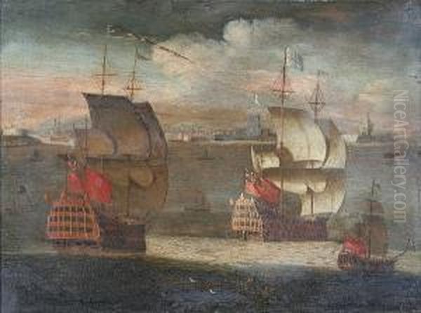 Rochester, View Of The Medway Oil Painting by Isaac Sailmaker