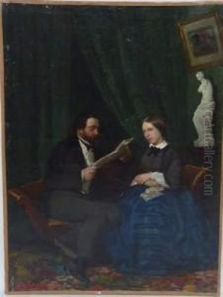 La Lecture Au Salon Oil Painting by Edouard Alexandre Sain