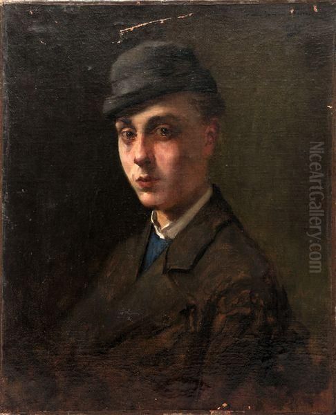 Portrait De Jeune Homme. Oil Painting by Paul Jean Marie Sain