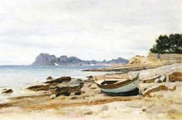 Voiliers Dans La Rade Aux Envirionsde La Ciotat Oil Painting by Paul Jean Marie Sain