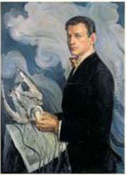 Portrait De Gerard Albouy A La Colombe Oil Painting by Paul Saint-Jean