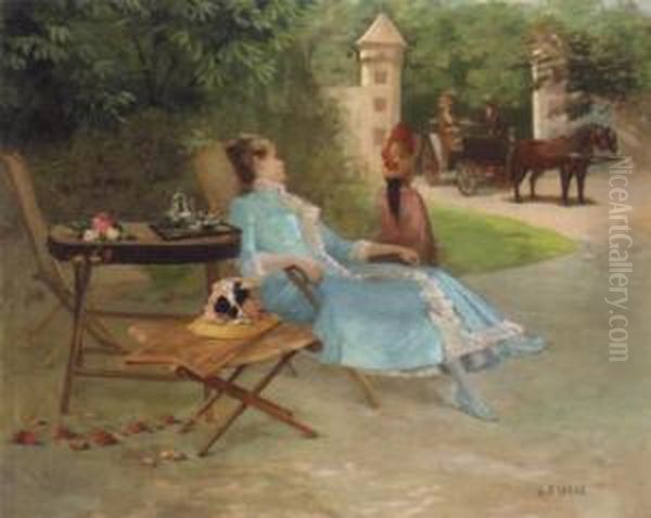 Visitor Oil Painting by Georges Saint-Lanne