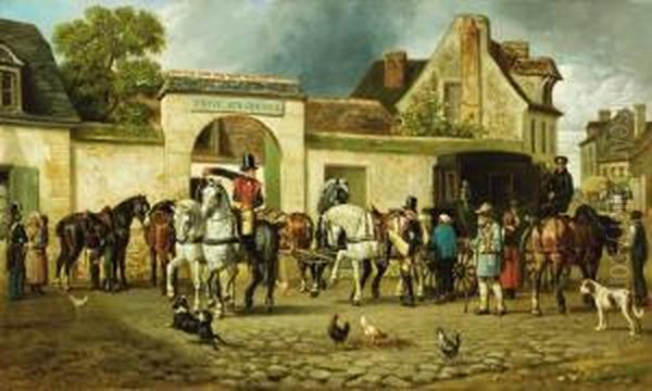 Poste Aux Chevaux Oil Painting by Alfred Sainte-Marie