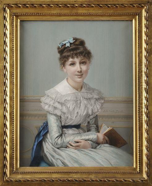 Portrait De Melle A. Robin Oil Painting by Jules Emile Saintin