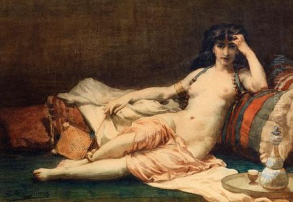 La Belle Odalisque Oil Painting by Gaston Saintpierre