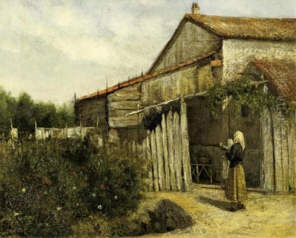 Farmstead In Spain Oil Painting by Casimiro Sainz Y Sainz