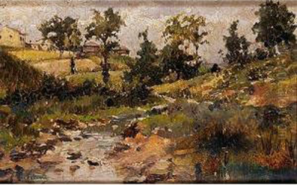 Paisaje Con Arroyo Oil Painting by Casimiro Sainz Y Sainz