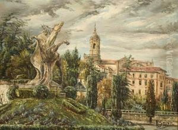 Paisaje Con Iglesia Oil Painting by Casimiro Sainz Y Sainz