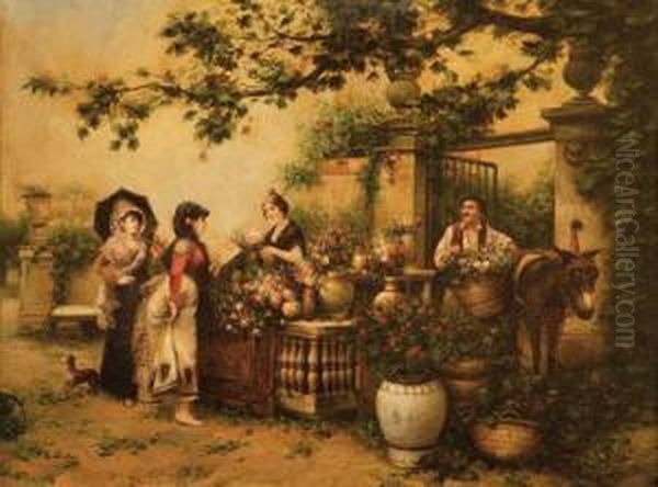 Floristas Oil Painting by Antonio Salas