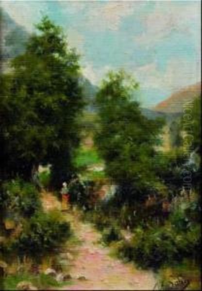 Paisaje Oil Painting by Manuel Salces y Gutierrez