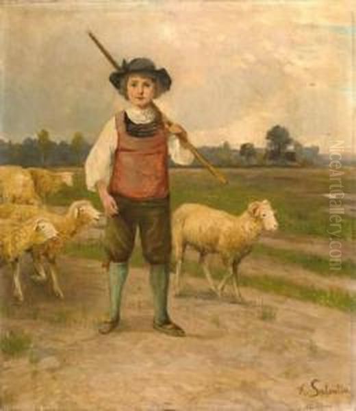 The Shepherd Boy Oil Painting by Hubert Salentin