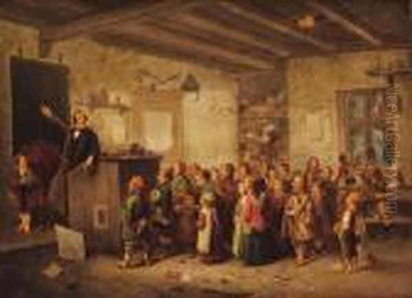 Children's Choir Practice Oil Painting by Hubert Salentin