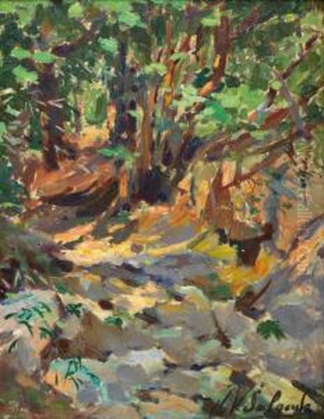 Caminho De Floresta Oil Painting by Jose Veloso Salgado