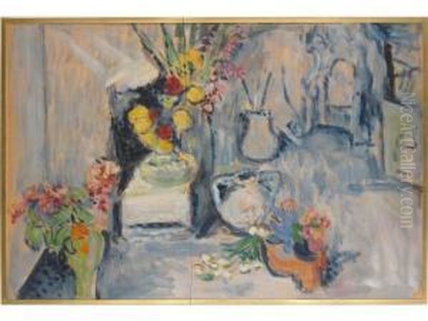 Interieur Fleuri Oil Painting by Jeanne Saliceti