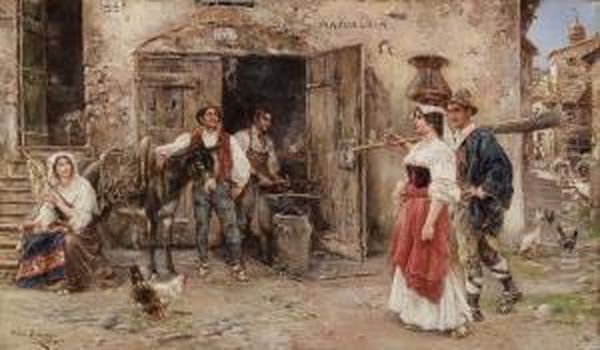 La Bottega Del Maniscalco Oil Painting by Pablo Salinas