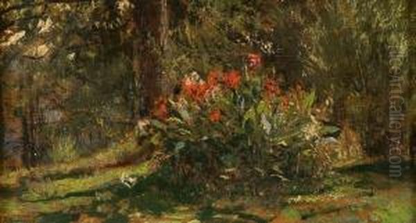 Giardino A Genzano Oil Painting by Agustin Salinas Y Teruel