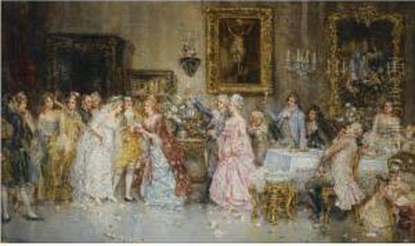 El Banquete Nupcial (the Wedding Party) Oil Painting by Juan Pablo Salinas Y Teruel