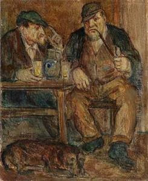 Zwei Frankfurter Beim Apfelwein Oil Painting by Lino Salini