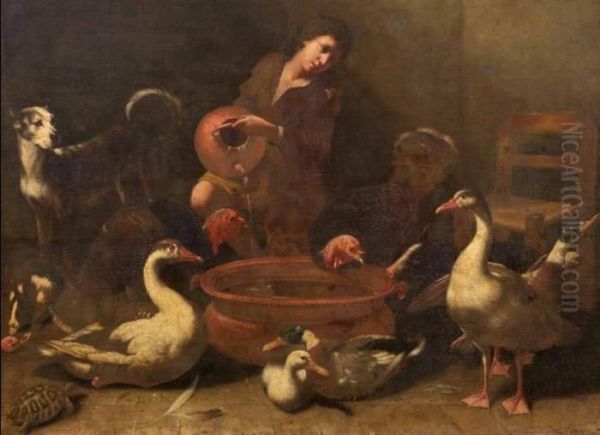 Giovane Che Versa L'acqua In Un Bacile Oil Painting by Tommaso Salini (Mao)