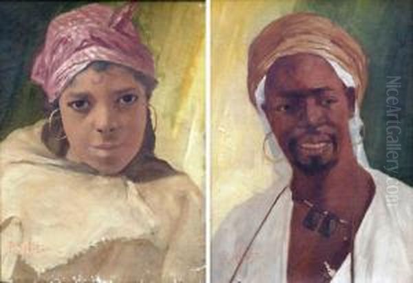 Portraits D'orientaux. Oil Painting by Pierre Alexandre Salles