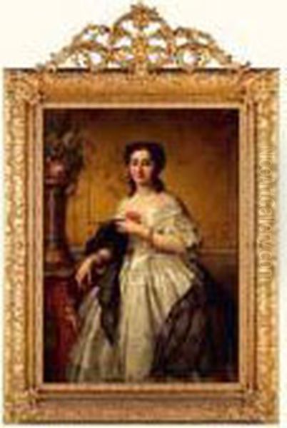 Portrait D'une Dame De La Societe Lyonnaise Oil Painting by Adelaide Salles-Wagner