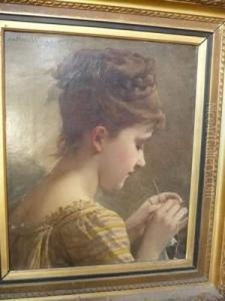 La Crocheteuse Oil Painting by Jules Salles-Wagner