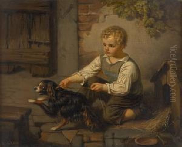 L'enfant Et Son Chien Oil Painting by Lambert Salme