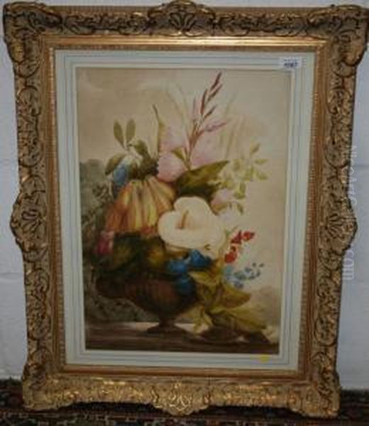 Still Life Of Flowers In An Urn Oil Painting by Eliza Salmon