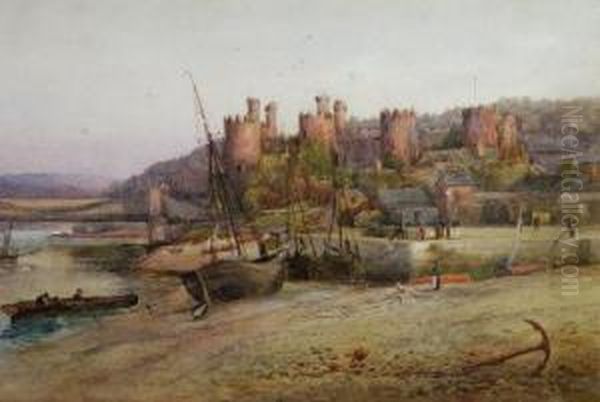 A View Of Conway Castle Oil Painting by John Cuthbert Salmon