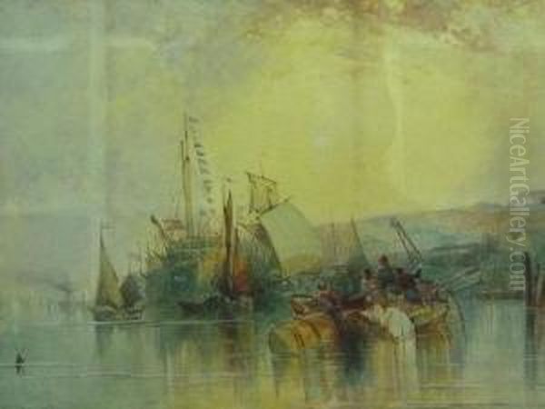 A Ship Of Nelson's Navy Oil Painting by John Francis Salmon