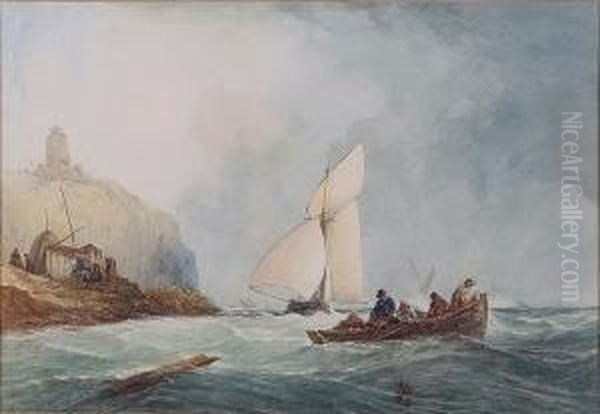 The Amazon Yacht Running Into Harwich Oil Painting by John Francis Salmon